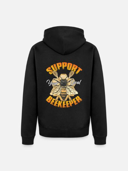 Support Your Local Beekeeper - Unisex Premium Organic Zip Hoodie - black