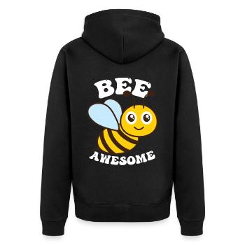Biene Genial - Unisex Premium Bio Zip Hoodie - Schwarz - Hinten - Nico (187cm)