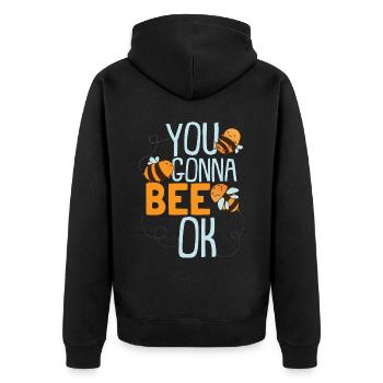 Du gehst zu Bee Ok - Unisex Premium Bio Zip Hoodie - Schwarz - Hinten - Nico (187cm)