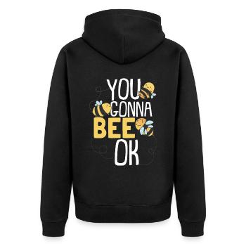 Du gehst zu Bee Ok - Unisex Premium Bio Zip Hoodie - Schwarz - Hinten - Nico (187cm)