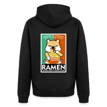 Chien de nouilles ramen avec soupe de nouilles - Veste à capuche bio Premium Unisexe - noir - Dos - Nico (187cm)