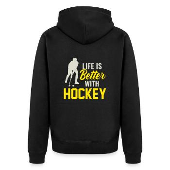 Field Hockey Hockey Player Sports - Unisex Premium Organic Zip Hoodie - black - Back - Nico (187cm)