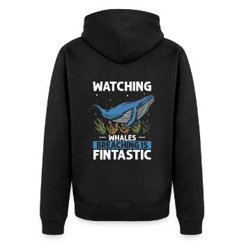 Ozean Meer Wal Zitat für Wal Meeressäugetiere - Unisex Premium Bio Zip Hoodie - Schwarz - Hinten - Nico (187cm)
