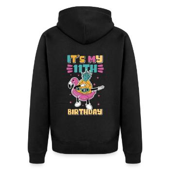 11. Geburtstag 11 Jahre alt Geschenkidee Geschenk - Unisex Premium Bio Zip Hoodie - Schwarz - Hinten - Nico (187cm)
