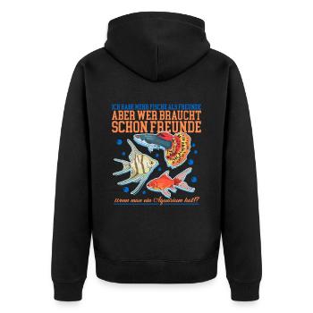 Aquarium Aquarianer Aquaristik Zierfisch Geschenk - Unisex Premium Bio Zip Hoodie - Schwarz - Hinten - Nico (187cm)