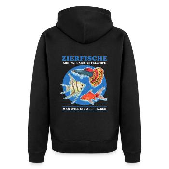 Aquarium Aquarianer Zierfisch Aquaristik Geschenk - Unisex Premium Bio Zip Hoodie - Schwarz - Hinten - Nico (187cm)
