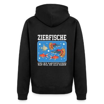 Aquarium Zierfisch Aquarianer Aquaristik Geschenk - Unisex Premium Bio Zip Hoodie - Schwarz - Hinten - Nico (187cm)