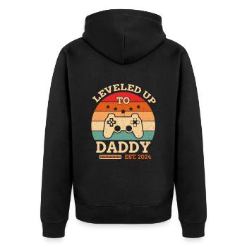 Level Up To Daddy 2024 - Unisex Premium Bio Zip Hoodie - Schwarz - Hinten - Nico (187cm)