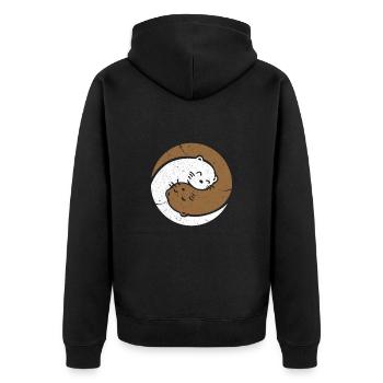 Otter - Unisex Premium Bio Zip Hoodie - Schwarz - Hinten - Nico (187cm)