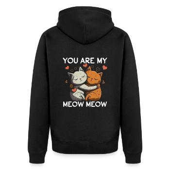 You are my Meow Meow Valentinstag - Unisex Premium Bio Zip Hoodie - Schwarz - Hinten - Nico (187cm)