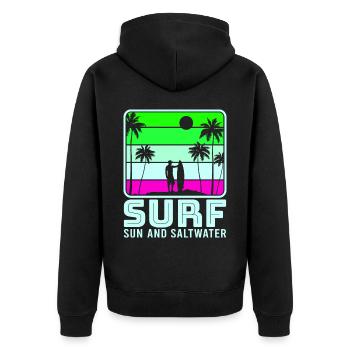 Surf, kitesurf, wakeboard, beach surfers - Veste à capuche bio Premium Unisexe - noir - Dos - Nico (187cm)