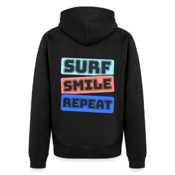 Surf, kitesurf, wakeboard, beach surfers - Veste à capuche bio Premium Unisexe - noir - Dos - Nico (187cm)