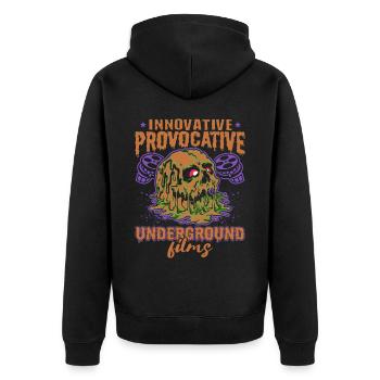Underground Film, Independent Cinema, Horror - Unisex Premium Bio Zip Hoodie - Schwarz - Hinten - Nico (187cm)
