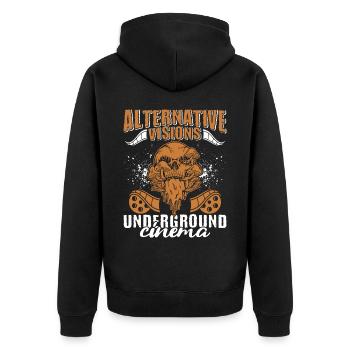 Underground Film, Independent Cinema, Horror - Unisex Premium Bio Zip Hoodie - Schwarz - Hinten - Nico (187cm)
