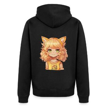 Anime Cat Girl Manga Cat Kawaii Kitten - Veste à capuche bio Premium Unisexe - noir - Dos - Nico (187cm)