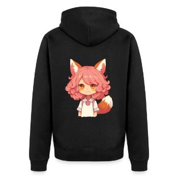 Anime Kawaii Manga Mädchen Fuchs Chibi Otaku - Unisex Premium Bio Zip Hoodie - Schwarz - Hinten - Nico (187cm)