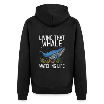 Ozean Meer Wal Zitat für Wal Meeressäugetiere - Unisex Premium Bio Zip Hoodie - Schwarz - Hinten - Nico (187cm)