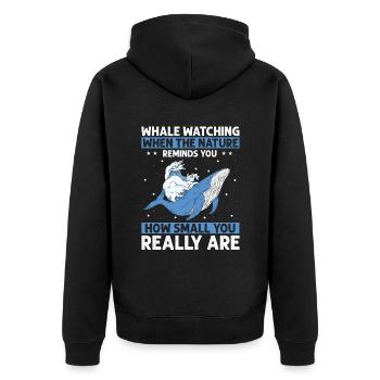Meeressäuger für Orca-Beobachtung und Buckelwal - Unisex Premium Bio Zip Hoodie - Schwarz - Hinten - Nico (187cm)