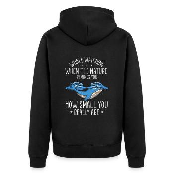 Ozean Meer Wal Zitat für Wal Meeressäugetiere - Unisex Premium Bio Zip Hoodie - Schwarz - Hinten - Nico (187cm)