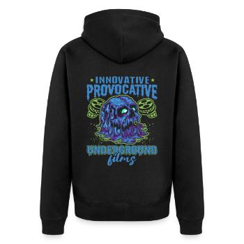 Underground Film, Independent Cinema, Horror - Unisex Premium Bio Zip Hoodie - Schwarz - Hinten - Nico (187cm)