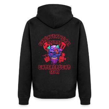 Underground Film, Independent Cinema, Horror - Unisex Premium Bio Zip Hoodie - Schwarz - Hinten - Nico (187cm)