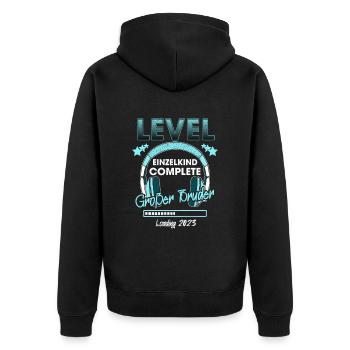 Großer Bruder 2023 Loading Einzelkind Gamer - Unisex Premium Bio Zip Hoodie - Schwarz - Hinten - Nico (187cm)