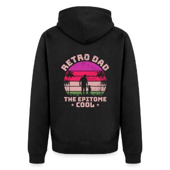 Retro Vintage Daddy 60s 70s 80s 90s Costume de fête - Veste à capuche bio Premium Unisexe - noir - Dos - Nico (187cm)