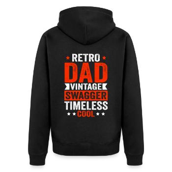 Retro Vintage Daddy 60s 70s 80s 90s Party Costume - Unisex Premium Organic Zip Hoodie - black - Back - Nico (187cm)