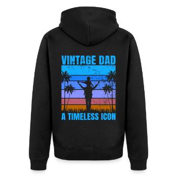 Retro Vintage Daddy 60s 70s 80s 90s Costume de fête - Veste à capuche bio Premium Unisexe - noir - Dos - Nico (187cm)