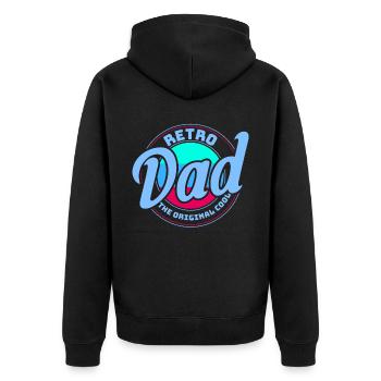 Retro Vintage Daddy 60s 70s 80s 90s Costume de fête - Veste à capuche bio Premium Unisexe - noir - Dos - Nico (187cm)