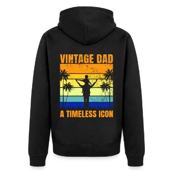 Retro Vintage Daddy 60s 70s 80s 90s Costume de fête - Veste à capuche bio Premium Unisexe - noir - Dos - Nico (187cm)