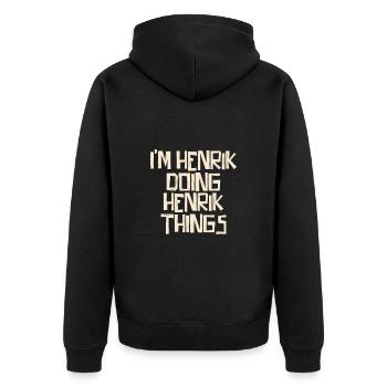 I'm Henrik doing Henrik things - Unisex Premium Bio Zip Hoodie - Schwarz - Hinten - Nico (187cm)
