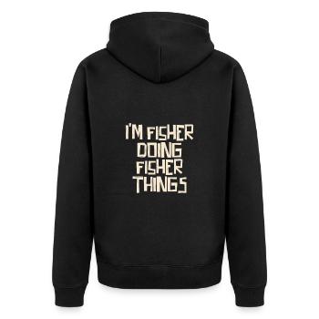 I'm Fisher doing Fisher things - Unisex Premium Organic Zip Hoodie - black - Back - Nico (187cm)