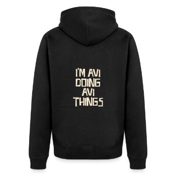 Je suis Avi en train de faire des choses Avi - Veste à capuche bio Premium Unisexe - noir - Dos - Nico (187cm)