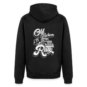 Lkw Fahrer Trucker Lastwagenfahrer Alter Trucker - Unisex Premium Bio Zip Hoodie - Schwarz - Hinten - Nico (187cm)