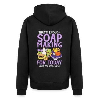 Soap manufacturer Soapologist - Unisex Premium Organic Zip Hoodie - black - Back - Nico (187cm)