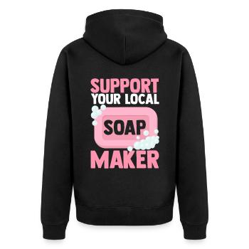 Fabrication de savon, savonnier, savonologue - Veste à capuche bio Premium Unisexe - noir - Dos - Nico (187cm)