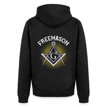 Masonic Freemasonry Fraternal - Unisex Premium Bio Zip Hoodie - Schwarz - Hinten - Nico (187cm)