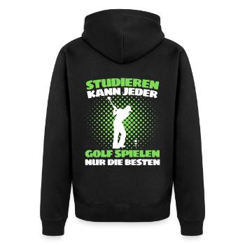 Lustiger Golf Spruch für Golfspieler und Golfer - Unisex Premium Bio Zip Hoodie - Schwarz - Hinten - Nico (187cm)