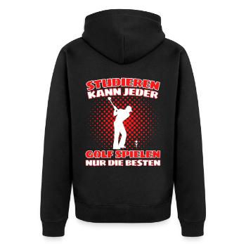 Lustiger Golf Spruch für Golfspieler und Golfer - Unisex Premium Bio Zip Hoodie - Schwarz - Hinten - Nico (187cm)