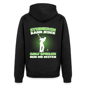 Lustiger Golf Spruch für Golfspieler und Golfer - Unisex Premium Bio Zip Hoodie - Schwarz - Hinten - Nico (187cm)