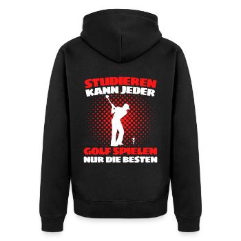 Lustiger Golf Spruch für Golfspieler und Golfer - Unisex Premium Bio Zip Hoodie - Schwarz - Hinten - Nico (187cm)