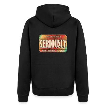 Schwarzer Humor Erziehung - Unisex Premium Bio Zip Hoodie - Schwarz - Hinten - Nico (187cm)