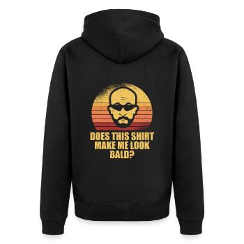 Schwarzer Humor Kahl - Unisex Premium Bio Zip Hoodie - Schwarz - Hinten - Nico (187cm)