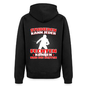 Lustiger Fecht Spruch für Fechter und - Unisex Premium Bio Zip Hoodie - Schwarz - Hinten - Nico (187cm)