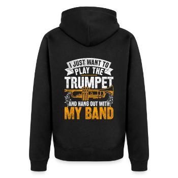 Trompete Trompetenspieler Trompeter - Unisex Premium Bio Zip Hoodie - Schwarz - Hinten - Nico (187cm)