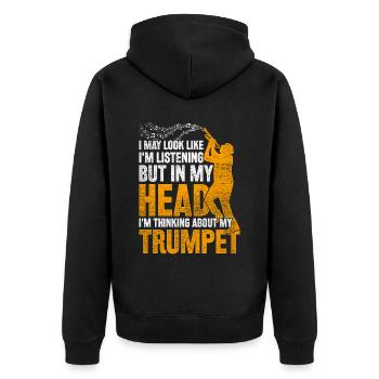 Trompeter Trompetenspieler - Unisex Premium Bio Zip Hoodie - Schwarz - Hinten - Nico (187cm)