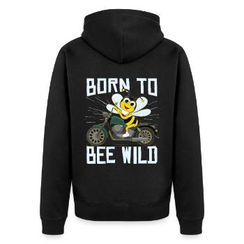 Born To Bee Wild - Unisex Premium Organic Zip Hoodie - black - Back - Nico (187cm)