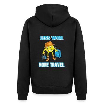 Urlaub Reisen Flugzeug Sonne Meer Strand - Unisex Premium Bio Zip Hoodie - Schwarz - Hinten - Nico (187cm)