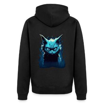 Mystische Katze Fantasy Magisch Süßes Kätzchen - Unisex Premium Bio Zip Hoodie - Schwarz - Hinten - Nico (187cm)